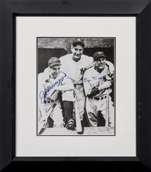 Joe DiMaggio and Bill Dickey Dual Signed Photograph In 15 x 17 Framed Display (Beckett & JSA)